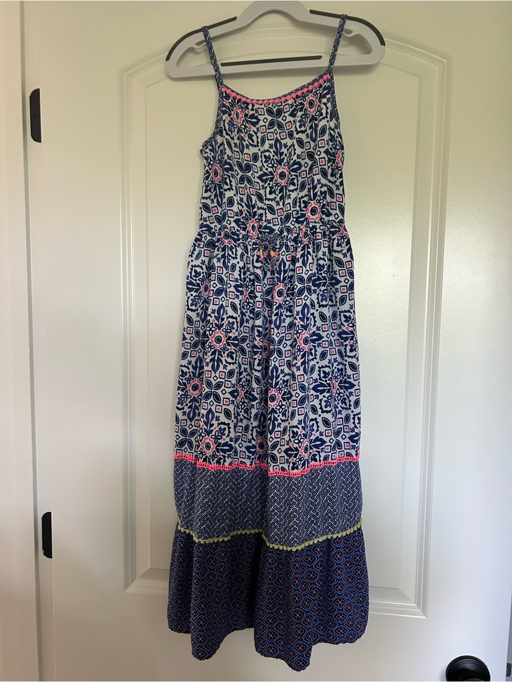 Blue and Pink Floral Maxi Dress - Sleeveless Girls Summer Dress